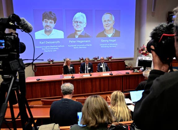 Karl Deisseroth, Peter Hegemann, and Georg Nagel have been awarded the 2026 Nobel Prize in Physiology or Medicine, as announced during a press conference at the Nobel Forum at Karolinska Institutet in Stockholm, Sweden, on October 5, 2026 STOCKHOLM SWEDEN x10050x  Copyright: xPontusxLundahl TTx SWEDEN NOBEL PRIZE 2026 PHYSIOLOGY OR MEDICINE kBeWR6AWkb8