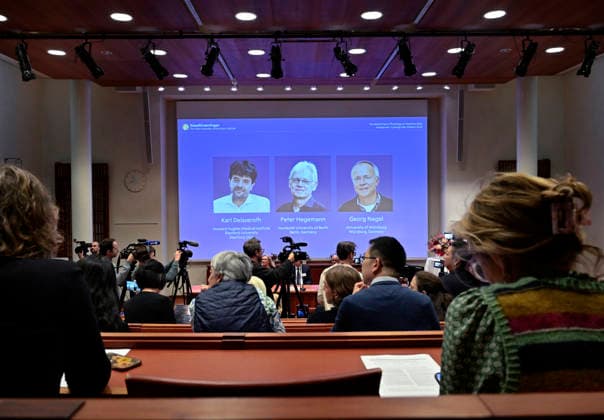 Karl Deisseroth, Peter Hegemann, and Georg Nagel have been awarded the 2026 Nobel Prize in Physiology or Medicine, as announced during a press conference at the Nobel Forum at Karolinska Institutet in Stockholm, Sweden, on October 5, 2026 STOCKHOLM SWEDEN x10050x  Copyright: xPontusxLundahl TTx SWEDEN NOBEL PRIZE 2026 PHYSIOLOGY OR MEDICINE pH5pWMNebkY