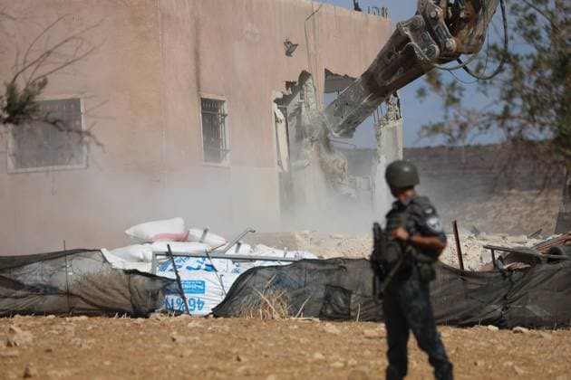 Israeli forces demolish Palestinian home near Hebron AL-DEIRAT, MASAFER YATTA, OCCUPIED WEST BANK, OCTOBER 5, 2026: Israeli forces demolish a Palestinian home in the village of Al-Deirat, east of Yatta and south of Hebron. Israeli authorities carried out the demolition on the grounds that the house had been built without a permit in Area C of the occupied West Bank. AL-DEIRAT Palestine, State of Copyright: x xMosabxshawerx xJNAxPressx