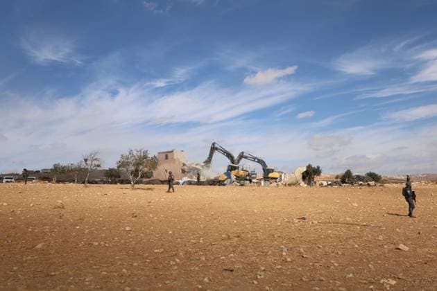 Israeli forces demolish Palestinian home near Hebron AL-DEIRAT, MASAFER YATTA, OCCUPIED WEST BANK, OCTOBER 5, 2026: Israeli forces demolish a Palestinian home in the village of Al-Deirat, east of Yatta and south of Hebron. Israeli authorities carried out the demolition on the grounds that the house had been built without a permit in Area C of the occupied West Bank. AL-DEIRAT Palestine, State of Copyright: x xMosabxshawerx xJNAxPressx
