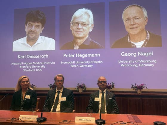 Deisseroth, Hegemann and Nagel win the 2026 Nobel Prize in Medicine STOCKHOLM, SWEDEN - OCTOBER 5: The 2026 Nobel Prize in Physiology or Medicine is awarded to US scientist Karl Deisseroth, German scientists Peter Hegemann and Georg Nagel for their discoveries concerning light-gated ion channels and optogenetics, in Stockholm, Sweden, on October 5, 2026. Atila Altuntas Anadolu Stockholm Sweden. Editorial use only. Please get in touch for any other usage.  Copyright: x2026xAnadoluxAtilaxAltuntasx