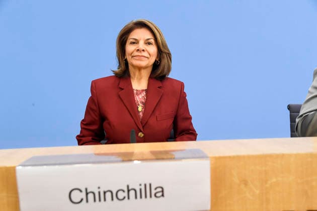 ABB BPK- mit Laura Chinchilla Miranda, Staatspraesidentin a.D. Costa Rica und Co-Vorsitzende der ENSK Pressekonferenz zu Zusammensetzung prioritären Themen der Entwicklungspolitischen Nord-Sued-Kommission auf der BPK Bundespressekonferenz in Berlin am 05.10.2026 Berlin Deutschland