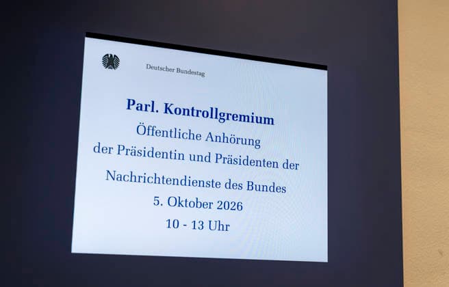 Anhörung der Nachrichtendienste EUR, Deutschland, Berlin, 05.10.2026: Anhörung der Präsidenten der Nachrichtendienste des Bundes. Das Parlamentarische Kontrollgremium kontrolliert die nachrichtendienstliche Tätigkeit des Bundes.