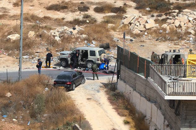 Israeli fire kills one Palestinian, injures two in West Bank, Palestine WEST BANK, PALESTINE - OCTOBER 05: Israeli soldiers and military vehicles are deployed near the entrance to Bani Naim, east of Hebron, after troops opened fire on a moving vehicle, on October 05, 2026 in West Bank, Palestine. One Palestinian was killed and two young Palestinians were injured in the shooting. Israeli forces later secured the area and carried out an inspection, while separate attacks by Israeli settlers elsewhere in West Bank left additional Palestinians injured. Wisam Hashlamoun Anadolu Hebron West Bank. Editorial use only. Please get in touch for any other usage.  Copyright: x2026xAnadoluxWisamxHashlamounx