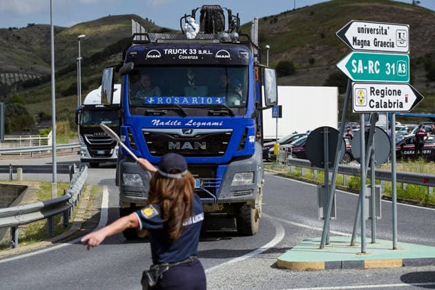 October 5, 2026, Catanzaro, Catanzaro, Italy: A group of truck drivers, traders and representatives of the agricultural sector protested against the high cost of living and fuel at the headquarters of the Regional Citadel in Catanzaro, 05 10 2026 Catanzaro Italy  - ZUMAa289 20261005_zia_a289_076 Copyright: xValeriaxFerrarox xAgfx