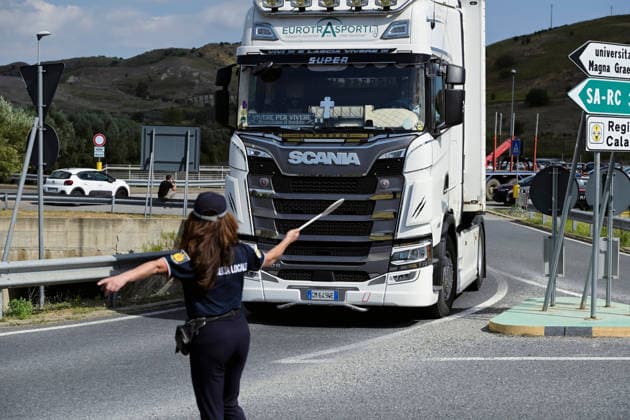 October 5, 2026, Catanzaro, Catanzaro, Italy: A group of truck drivers, traders and representatives of the agricultural sector protested against the high cost of living and fuel at the headquarters of the Regional Citadel in Catanzaro, 05 10 2026 Catanzaro Italy  - ZUMAa289 20261005_zia_a289_096 Copyright: xValeriaxFerrarox xAgfx