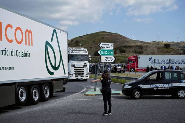 October 5, 2026, Catanzaro, Catanzaro, Italy: A group of truck drivers, traders and representatives of the agricultural sector protested against the high cost of living and fuel at the headquarters of the Regional Citadel in Catanzaro, 05 10 2026 Catanzaro Italy  - ZUMAa289 20261005_zia_a289_107 Copyright: xValeriaxFerrarox xAgfx
