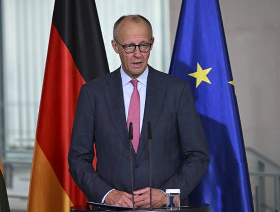 German Chancellor Merz and Lithuanian PM Sinkevicius hold joint press conference in Berlin BERLIN, GERMANY - OCTOBER 05: German Chancellor Friedrich Merz and Lithuanian Prime Minister Mindaugas Sinkevicius hold a joint press conference following their meeting at the Federal Chancellery in Berlin, Germany on October 05, 2026. Halil Sagirkaya Anadolu Berlin Germany. Editorial use only. Please get in touch for any other usage.  Copyright: x2026xAnadoluxHalilxSagirkayax