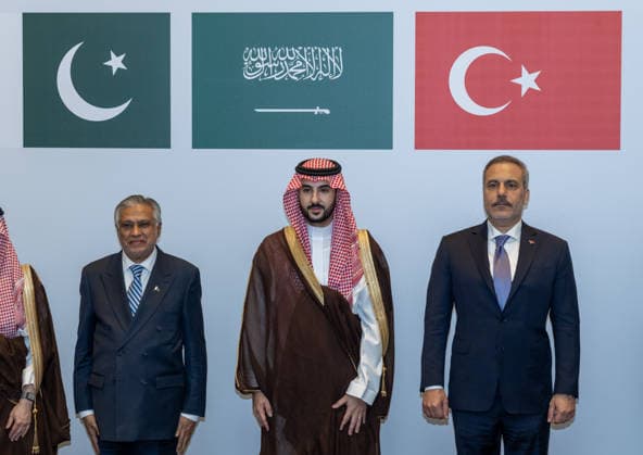 Turkish ministers Fidan and Guler in Riyadh RIYADH, SAUDI ARABIA - OCTOBER 05: Turkish Foreign Minister Hakan Fidan (R) and Turkish Minister of National Defense Yasar Guler (not seen) attend a meeting of the Strategic Political and Defense Committee, established under the Mecca Joint Defense Agreement, in Riyadh, Saudi Arabia on October 05, 2026. Mustafa Hatipoglu Anadolu Riyadh Saudi Arabia. Editorial use only. Please get in touch for any other usage.  Copyright: x2026xAnadoluxMustafaxHatipoglux