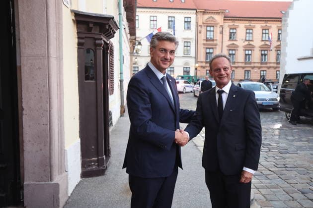 Croatian PM Plenkovic meets Swiss Council of States Croatian Prime Minister Andrej Plenkovic met with Swiss Council of States President Stefan Engler on October 5, 2026, in Zagreb, Croatia, at the Banski Dvori government offices.  SlavkoxMidzor PIXSELL