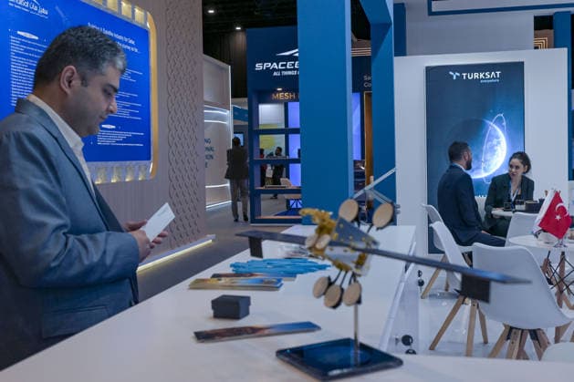 CABSAT 2026 exhibition in Dubai DUBAI, UNITED ARAB EMIRATES - OCTOBER 5: Products of TURKSAT, Turkiye s first domestic and national communication satellite, are displayed during CABSAT 2026, the Middle East and Africa s largest digital broadcast, media, and satellite exhibition, at the Dubai Exhibition Centre (DEC) in Dubai, United Arab Emirates on October 5, 2026. Hassan al Raisi Anadolu Dubai United Arab Emirates. Editorial use only. Please get in touch for any other usage.  Copyright: x2026xAnadoluxHassanxalxRaisix