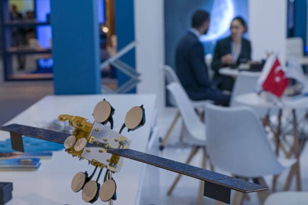 CABSAT 2026 exhibition in Dubai DUBAI, UNITED ARAB EMIRATES - OCTOBER 5: Products of TURKSAT, Turkiye s first domestic and national communication satellite, are displayed during CABSAT 2026, the Middle East and Africa s largest digital broadcast, media, and satellite exhibition, at the Dubai Exhibition Centre (DEC) in Dubai, United Arab Emirates on October 5, 2026. Hassan al Raisi Anadolu Dubai United Arab Emirates. Editorial use only. Please get in touch for any other usage.  Copyright: x2026xAnadoluxHassanxalxRaisix