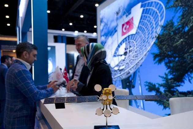 CABSAT 2026 exhibition in Dubai DUBAI, UNITED ARAB EMIRATES - OCTOBER 5: Products of TURKSAT, Turkiye s first domestic and national communication satellite, are displayed during CABSAT 2026, the Middle East and Africa s largest digital broadcast, media, and satellite exhibition, at the Dubai Exhibition Centre (DEC) in Dubai, United Arab Emirates on October 5, 2026. Hassan al Raisi Anadolu Dubai United Arab Emirates. Editorial use only. Please get in touch for any other usage.  Copyright: x2026xAnadoluxHassanxalxRaisix