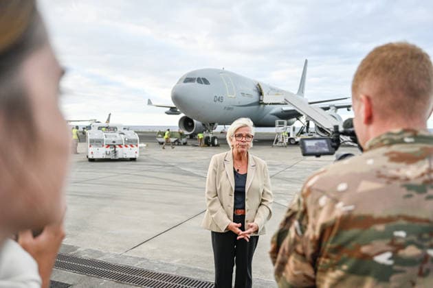 Catherine Vautrin visited Réunion on Monday as part of the Pegase 2026 mission at Air Base 181 at Roland Garros Airport in Sainte-Marie. the Minister of the Armed Forces and Veterans Affairs emphasized cooperation with countries in the region. She participated in an in-flight refueling of a Rafale from aboard a military Airbus. Catherine Vautrin visited Réunion on Monday as part of the Pegase 2026 mission. At Air Base 181 at Roland Garros Airport in Sainte Marie, the Minister of the Armed Forces and Veterans Affairs emphasized cooperation with countries in the region. She participated in an in-flight refueling of a Rafale from aboard a military Airbus. 460220 2026 10 05  Copyright: xPierrexMarchalx xAnakaoPressx xStarfacex STAR_460220_028