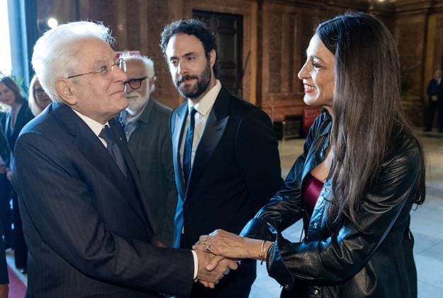 IPA89339520 - Palermo — President Sergio Mattarella with Donatella Finocchiaro and Alessio Vassallo, the film’s lead actors, at the premiere screening of the film Sul Cammino di Francesco – La vita di Biagio Conte today, October 5, 2026. (Photo by Paolo Giandotti - Office for Press and Communications) Image still distributed by this Agency exclusively for editorial purposes. The material may originate from social media, television broadcasters, press offices, or other publicly accessible third-party sources. The Agency claims no ownership rights, copyright, or license over the material. Any fees charged relate exclusively to the Agency’s services. The user is responsible for verifying and obtaining any rights, authorizations, or consents  Copyright: xQuirinalex xFotogrammax xQuirinalex xFotogrammax IPA89339520