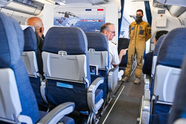 Pegase 2026 Mission At Air Base 181 at Roland Garros Airport in Sainte-Marie, the Minister of the Armed Forces and Veterans Affairs emphasized cooperation with countries in the region. She participated in an in-flight refueling of a Rafale aboard a military Airbus. Pegase 2026 Mission At Air Base 181 at Roland Garros Airport in Sainte Marie, the Minister of the Armed Forces and Veterans Affairs emphasized cooperation with countries in the region. She participated in an in-flight refueling of a Rafale aboard a military Airbus. 460220 2026 10 05  Copyright: xPierrexMarchalx xAnakaoPressx xStarfacex STAR_460220_035