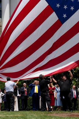 October 5, 2026, Washington, Dc, United States of America: U.S. President Donald Trump salutes as an American flag is raised on a newly installed flagpole on the South Lawn of the White House, June 18, 2025 in Washington, D.C. The flag was raised on one of two new flagpoles Trump had installed on the North and South Lawns of the White House, which he said he paid for personally. Washington United States of America - ZUMAp138 20261005_zaa_p138_065 Copyright: xAndreaxHanks WhitexHousex