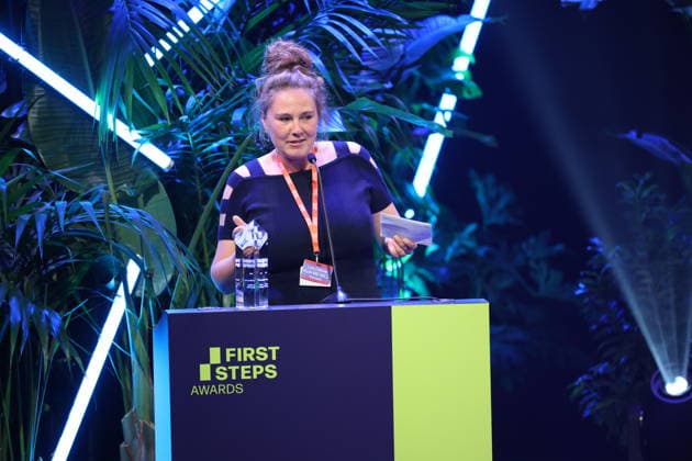 FIRST STEPS 2026 Michael Ballhaus Preis: Gewinnerfilm: RUN ME WILD, Kamera: Lea Dähne Preisverleihung auf der Buehne bei der FIRST STEPS 2026 Verleihung im Theater des Westens in Berlin Copyright: xEventpressxFuhrx