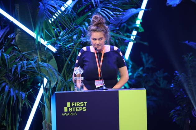 FIRST STEPS 2026 Michael Ballhaus Preis: Gewinnerfilm: RUN ME WILD, Kamera: Lea Dähne Preisverleihung auf der Buehne bei der FIRST STEPS 2026 Verleihung im Theater des Westens in Berlin Copyright: xEventpressxFuhrx