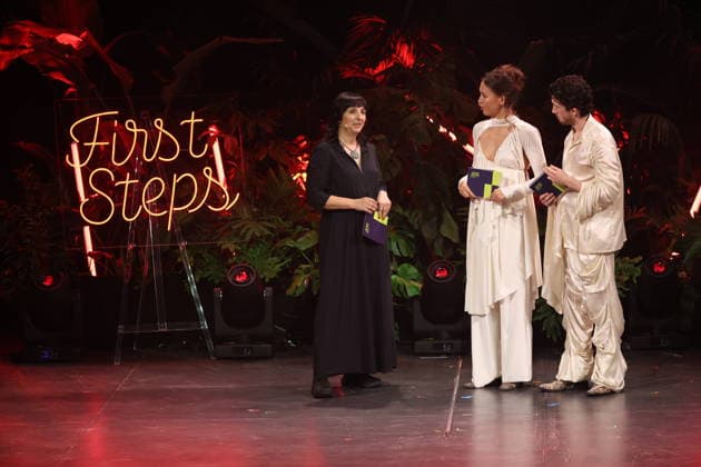 FIRST STEPS 2026 Moderator:innen Malaya Maximilian und No Fear Bernd Eichinger Award Laudatio: Ira Tondowski ( Preisverleihung auf der Buehne bei der FIRST STEPS 2026 Verleihung im Theater des Westens in Berlin Copyright: xEventpressxFuhrx