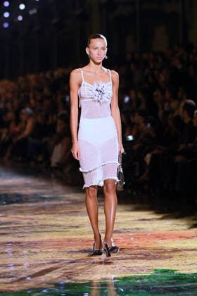PFW - Chanel Runway A model walks the runway during the Chanel Womenswear Spring Summer 2027 show as part of Paris Fashion Week on October 05, 2026 in Paris, France. Photo by Franck Castel ABACAPRESS.COM Paris France  Copyright: xCastelxFranck ABACAx