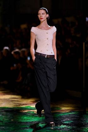 PFW - Chanel Runway A model walks the runway during the Chanel Womenswear Spring Summer 2027 show as part of Paris Fashion Week on October 05, 2026 in Paris, France. Photo by Franck Castel ABACAPRESS.COM Paris France  Copyright: xCastelxFranck ABACAx