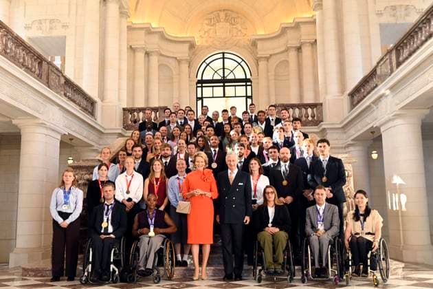 King Philippe and Queen Mathilde receive the Belgian athletes (2025-2026) BRUSSELS, BELGIUM - OCTOBER 06 : King Philippe and Queen Mathilde are hosting a reception at Laeken Castle for Belgian athletes who have distinguished themselves over the past two years. Among them are athletes who have won a medal at a European or World Championship in an Olympic or Paralympic sport, as well as those who have achieved an exceptional performance on the world stage on October 6, 2026 in Brussels, Belgium, 06 10 2026 Brussels Belgium  Copyright: xDidierxLebrunx