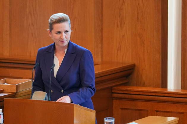 Opening of the Folketing: The Folketing Chamber and the Prime Minister s Opening Speech Prime Minister Mette Frederiksen (S) delivers the opening speech at the opening of the Folketing in the Folketing Chamber at Christiansborg Palace in Copenhagen, Tuesday, October 6, 2026. (Photo: Emil Helms Scanpix 2026) , Copenhagen Denmark Copyright: EmilxHelmsx spdk20261006-121139-L