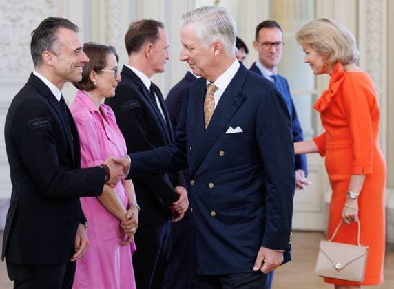 CEO Team Belgium CÃ dric Van Branteghem and King Philippe of Belgium pictured during a royal meeting with the top Belgian athletes who have distinguished themselves over the past two years, at Laken Royal Castle, on Tuesday 6 October 2026. This concerns athletes who won a medal at a European or World Championship in an Olympic or Paralympic discipline, as well as Belgian athletes who have distinguished themselves exceptionally at the world level.  BENOITxDOPPAGNE 188890584