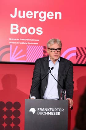06.10.2026, Frankfurt am Main, DEU, Frankfurter Buchmesse. Eroeffnungspressekonferenz der Frankfurter Buchmesse mit Juergen Boos, Direktor der Frankfurter Buchmesse