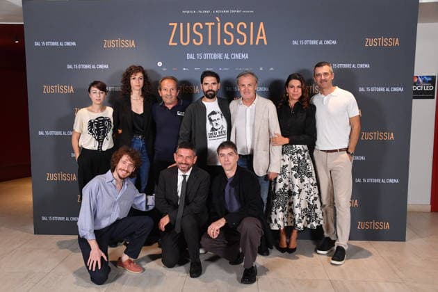 IPA89362318 - Rome, Cinema Barberini: Photocall for the film Zustissia. Pictured: The cast of Zustissia  Copyright: xVincenzoxLandix xVincenzoxLandix IPA89362318