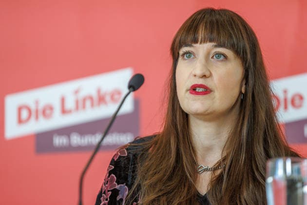 Statement Die Linke Heidi Reichinnek bei einem Statement Die Linke am 06.10.26 in Berlin. Berlin Berlin Deutschland Reichstag