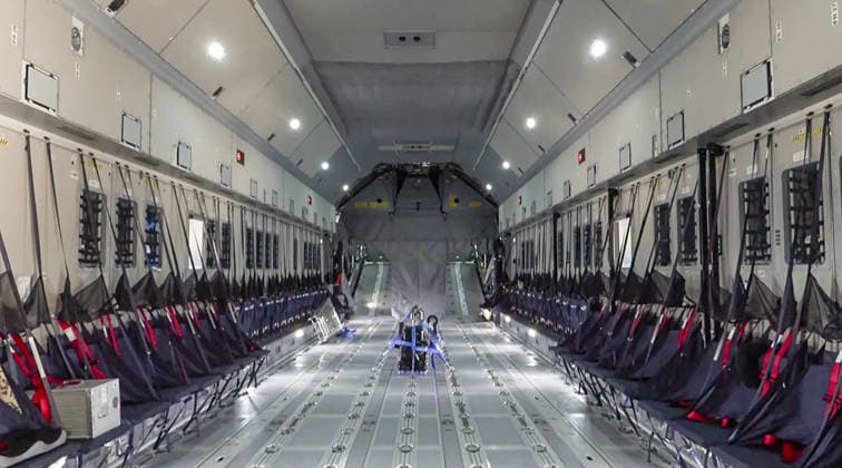 RECORD DATE NOT STATED German Air Force participates in the air combat exercise ˜Tarang Shakti 2026™ Jodhpur, Oct 06 (ANI): An inside view of a German A400M military transport aircraft deployed during the air combat exercise ˜Tarang Shakti 2026, in Jodhpur on Tuesday. (ANI Video Grab) Jodhpur Rajasthan India Copyright: xANIx ANI_20261006290