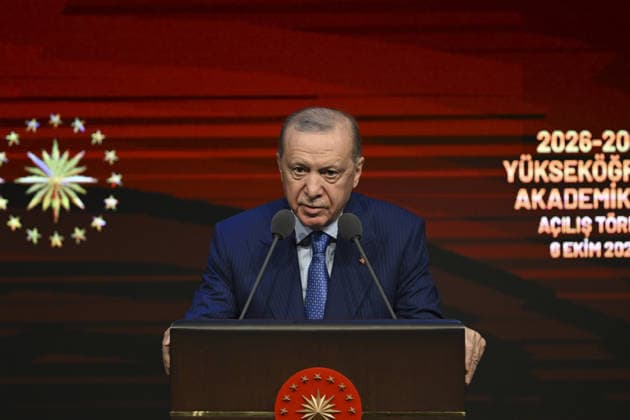 Turkish President Recep Tayyip Erdogan ANKARA, TURKIYE - OCTOBER 06: Turkish President Recep Tayyip Erdogan attends the opening ceremony of the 2026-2027 Higher Education Academic Year at Bestepe National Congress and Culture Center, on October 06, 2026 in Ankara, Turkiye. Dogukan Keskinkilic Anadolu Ankara Turkey. Editorial use only. Please get in touch for any other usage.  Copyright: x2026xAnadoluxDogukanxKeskinkilicx