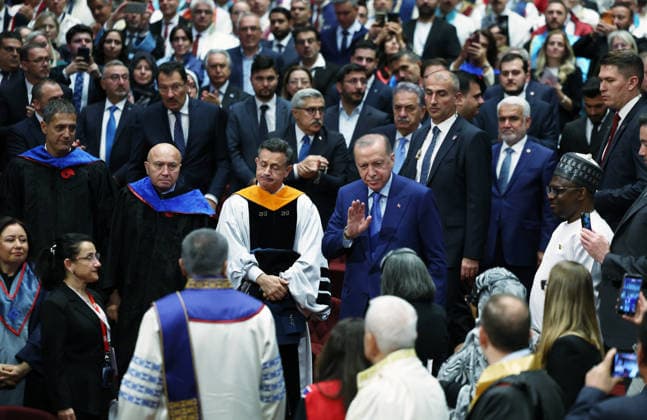 Turkish President Recep Tayyip Erdogan ANKARA, TURKIYE - OCTOBER 6: (----EDITORIAL USE ONLY - MANDATORY CREDIT - TURKISH PRESIDENCY MURAT KULA HANDOUT - NO MARKETING NO ADVERTISING CAMPAIGNS - DISTRIBUTED AS A SERVICE TO CLIENTS----) Turkish President Recep Tayyip Erdogan attends the Opening Ceremony of Academic Year 2026-2027 at the Bestepe National Congress and Culture Center in Ankara, Turkiye, on October 6, 2026. TUR Presidency Murat Kula Anadolu Ankara Turkey. Editorial use only. Please get in touch for any other usage.  Copyright: x2026xAnadoluxTURxPresidencyx xMuratxKulax