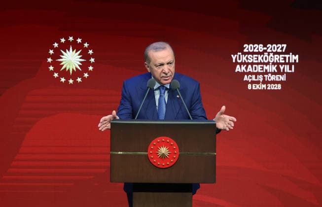 Turkish President Recep Tayyip Erdogan ANKARA, TURKIYE - OCTOBER 6: (----EDITORIAL USE ONLY - MANDATORY CREDIT - TURKISH PRESIDENCY MURAT KULA HANDOUT - NO MARKETING NO ADVERTISING CAMPAIGNS - DISTRIBUTED AS A SERVICE TO CLIENTS----) Turkish President Recep Tayyip Erdogan delivers a speech during the Opening Ceremony of Academic Year 2026-2027 at the Bestepe National Congress and Culture Center in Ankara, Turkiye, on October 6, 2026. TUR Presidency Murat Kula Anadolu Ankara Turkey. Editorial use only. Please get in touch for any other usage.  Copyright: x2026xAnadoluxTURxPresidencyx xMuratxKulax