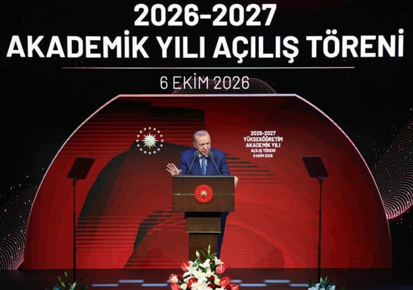 Turkish President Recep Tayyip Erdogan ANKARA, TURKIYE - OCTOBER 6: (----EDITORIAL USE ONLY - MANDATORY CREDIT - TURKISH PRESIDENCY MURAT KULA HANDOUT - NO MARKETING NO ADVERTISING CAMPAIGNS - DISTRIBUTED AS A SERVICE TO CLIENTS----) Turkish President Recep Tayyip Erdogan delivers a speech during the Opening Ceremony of Academic Year 2026-2027 at the Bestepe National Congress and Culture Center in Ankara, Turkiye, on October 6, 2026. TUR Presidency Murat Kula Anadolu Ankara Turkey. Editorial use only. Please get in touch for any other usage.  Copyright: x2026xAnadoluxTURxPresidencyx xMuratxKulax