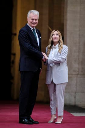 Lithuanian President Gitanas NausÄ—da Visits Italy Italian Prime Minister Giorgia Meloni meets with President of the Republic of Lithuania Gitanas NausÄ—da at Palazzo Chigi during his official institutional visit to Italy. Rome, Italy, October 6, 2026. Rome Italy Copyright: xAndreaxCalandrax