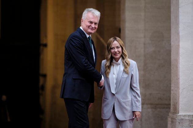 Lithuanian President Gitanas NausÄ—da Visits Italy Italian Prime Minister Giorgia Meloni meets with President of the Republic of Lithuania Gitanas NausÄ—da at Palazzo Chigi during his official institutional visit to Italy. Rome, Italy, October 6, 2026. Rome Italy Copyright: xAndreaxCalandrax