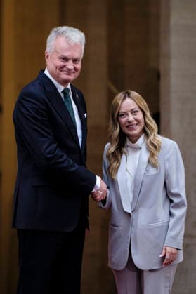 Lithuanian President Gitanas NausÄ—da Visits Italy Italian Prime Minister Giorgia Meloni meets with President of the Republic of Lithuania Gitanas NausÄ—da at Palazzo Chigi during his official institutional visit to Italy. Rome, Italy, October 6, 2026. Rome Italy Copyright: xAndreaxCalandrax