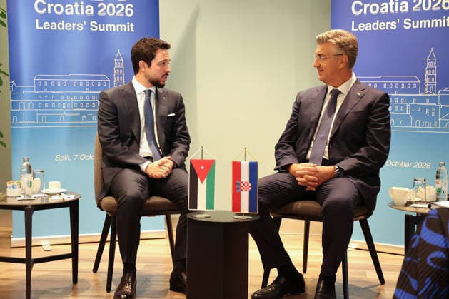Prime minister of Croatia Andrej Plenkovic meets with Crown Prince of Jordan Hussein bin Abdullah II Prime minister of Croatia Andrej Plenkovic meets with Crown Prince of Jordan Hussein bin Abdullah II ahead of MED9 Summit at hotel Radison Blu in Split, Croatia, on October 06, 2026.  IvanaxIvanovic PIXSELL