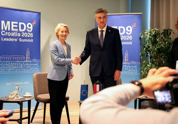 Prime minister of Croatia Andrej Plenkovic meets with President of the European Commission Ursula von der Leyen Prime minister of Croatia Andrej Plenkovic meets with President of the European Commission Ursula von der Leyen ahead of MED9 Summit at hotel Radison Blu in Split, Croatia, on October 06, 2026.  IvanaxIvanovic PIXSELL