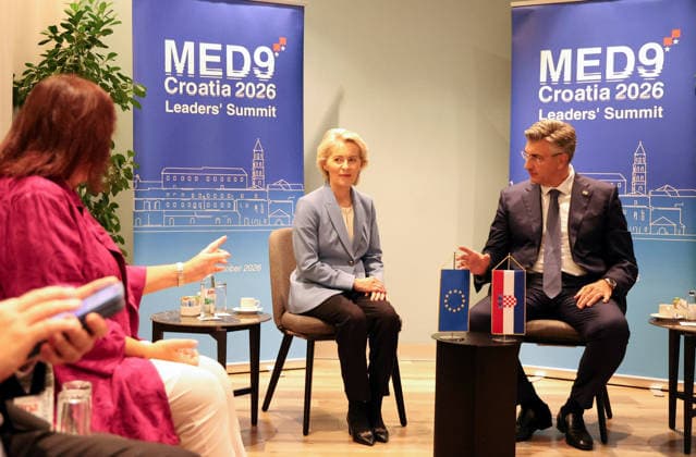 Prime minister of Croatia Andrej Plenkovic meets with President of the European Commission Ursula von der Leyen Prime minister of Croatia Andrej Plenkovic meets with President of the European Commission Ursula von der Leyen ahead of MED9 Summit at hotel Radison Blu in Split, Croatia, on October 06, 2026.  IvanaxIvanovic PIXSELL
