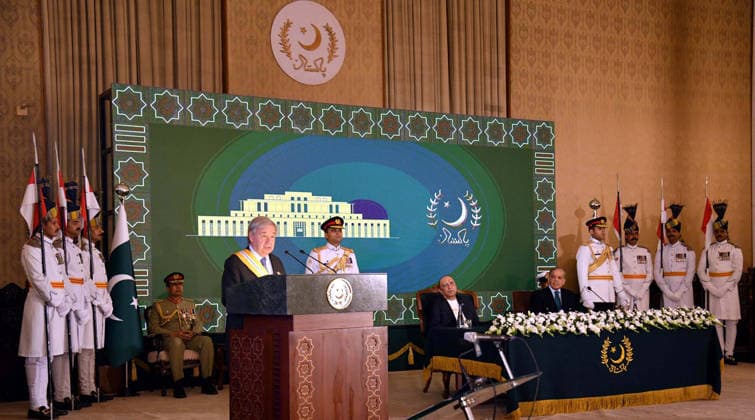 RECORD DATE NOT STATED United Nations (UN) Secretary-General, Antonio Guterres speaking during a special investiture ceremony held at Aiwan-e-Sadr in Islamabad on Tuesday, October 6, 2026. Where he was conferred Nishan-e-Imtiaz by President Asif Ali Zardari. (PPI Images). EDITORIAL USE ONLY Copyright: xx SA-ZM-061026x ppiphotos489263