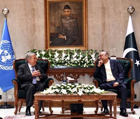 October 6, 2026, Pakistan: President Asif Ali Zardari Meets with Antonio Guterres, Secretary-General United Nations, at Aiwan-e-Sadr in Islamabad Pakistan  - ZUMAas3_ 20261006_zaf_as3_070 Copyright: xPPIx