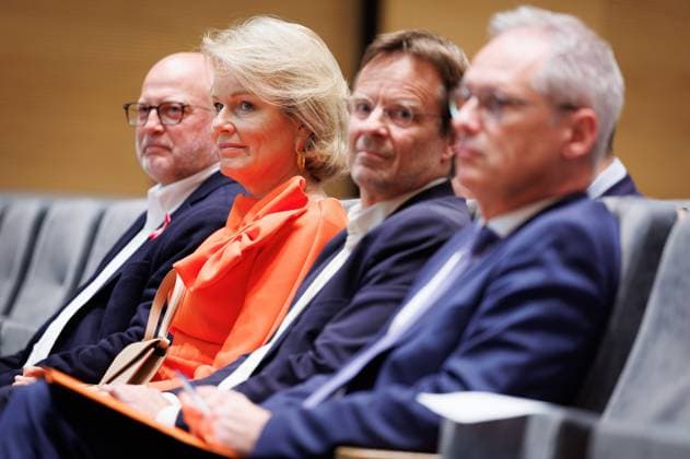 Queen Mathilde of Belgium pictured during the conference AI in balance organised by Federal Council for Sustainable Development, on Tuesday 6 October 2026 in Brussels. The conference program will feature presentations by various experts and multidisciplinary panel discussions on the societal, social, and environmental challenges posed by artificial intelligence.  BENOITxDOPPAGNE 188961892
