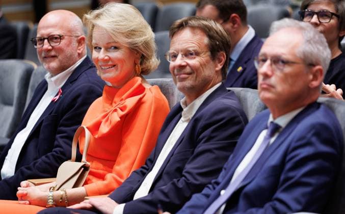 Queen Mathilde of Belgium pictured during the conference AI in balance organised by Federal Council for Sustainable Development, on Tuesday 6 October 2026 in Brussels. The conference program will feature presentations by various experts and multidisciplinary panel discussions on the societal, social, and environmental challenges posed by artificial intelligence.  BENOITxDOPPAGNE 188962491
