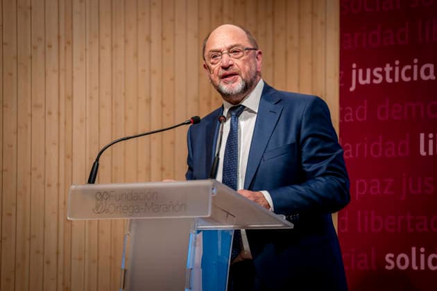 Yolanda Díaz speaks at the event Democracy and International Solidarity. Former President of the European Parliament Martin Schulz speaks during the event Democracy and International Solidarity: The Past, a Driving Force for Building the Future, on October 6, 2026, in Madrid, Spain. The event was held to mark the 50th anniversary of the Spanish delegation of the German Friedrich Ebert Foundation (Friedrich Ebert Stiftung), FES in Spain. OCTOBER 6, 2026. YOLANDA ECONOMY DEMOCRACY MINISTER OF LABOR IN Madrid, Spain  Copyright: xA.xPÃ rezxMecax 7825138