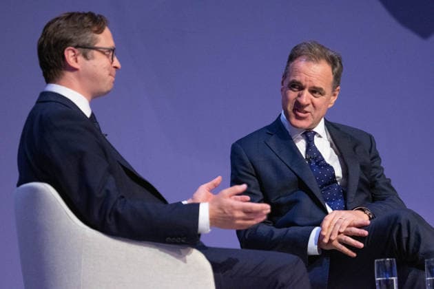October 6, 2026, Birmingham, United Kingdom: Alex Burghart Shadow Secretary of State for Northern Ireland with Professor Niall Ferguson attend at the session. The session Defending Britain in a More Dangerous World took place on the main stage at the Conservative Party Conference at the ICC Birmingham. It featured key shadow cabinet figures including Tom Tugendhat, Helen Whately , James Cartlidge, and Alex Burghart , as well as a performance by St Mary s Ukrainian School choir. They were also joined by Yehor Cherniev, Ukrainian MP and Professor Niall Ferguson Birmingham United Kingdom  - ZUMAs197 20261006_aaa_s197_110 Copyright: xGaryxRobertsx