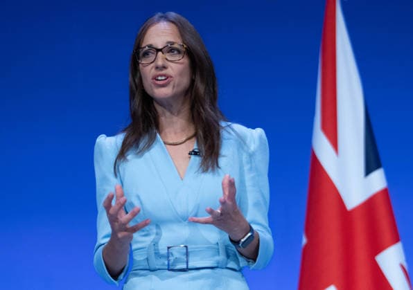 October 6, 2026, Birmingham, United Kingdom: Helen Whately Shadow Secretary of State for Work and Pensions of the United Kingdom addresses the audience. The session Defending Britain in a More Dangerous World took place on the main stage at the Conservative Party Conference at the ICC Birmingham. It featured key shadow cabinet figures including Tom Tugendhat, Helen Whately , James Cartlidge, and Alex Burghart , as well as a performance by St Mary s Ukrainian School choir. They were also joined by Yehor Cherniev, Ukrainian MP and Professor Niall Ferguson Birmingham United Kingdom  - ZUMAs197 20261006_aaa_s197_115 Copyright: xGaryxRobertsx